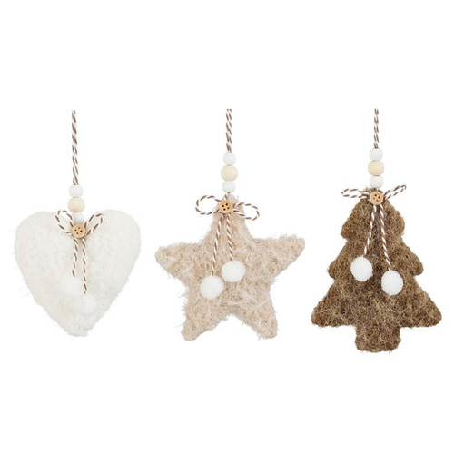 Visuel 1 du produit Ornement à suspendre coloris naturel - 9,5 x 3 x 11,5 cm