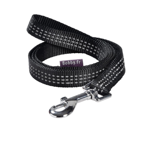 Visuel 1 du produit Laisse pour chien en nylon tressé coloris noir Bobby Safe - Taille S/M