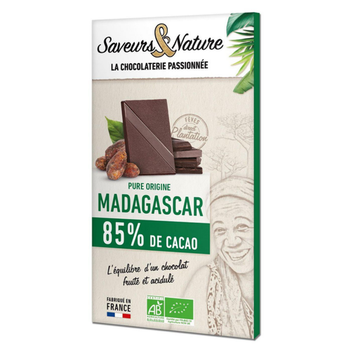 Visuel 1 du produit Chocolat noir 85% origine Madagascar bio Saveurs et Nature - 80 g