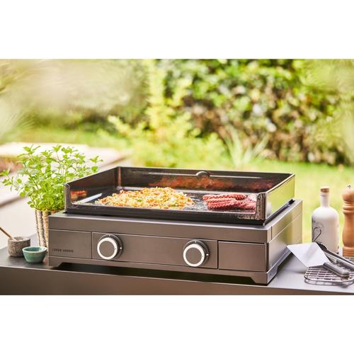 Visuel 4 du produit Plancha Modern gaz 60 coloris noir en acier Forge Adour - 65,5 x 57,3 x 23,8 cm