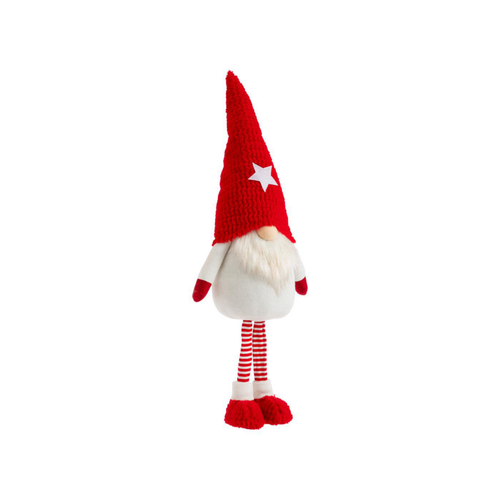 Visuel 1 du produit Gnome rouge et blanc debout avec bonnet étoile grand modèle - 86 cm