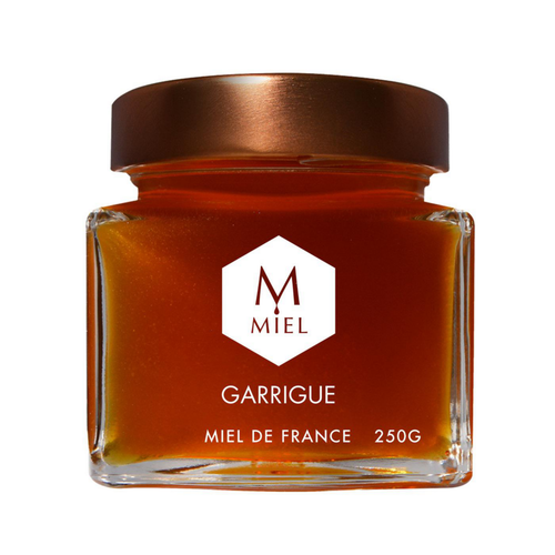 Visuel 1 du produit Miel de garrigue dans un pot en verre Hexagone - 250 g
