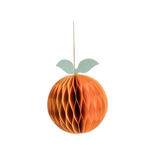 Visuel 1 du produit Mandarine décorative à suspendre en papier orange grand modèle - Ø 11 x H 17 cm