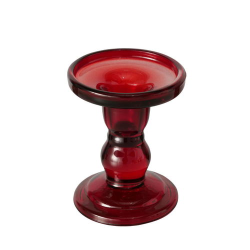 Visuel 1 du produit Bougeoir en verre laqué rouge Matar - Ø 8,5 x H 11 cm
