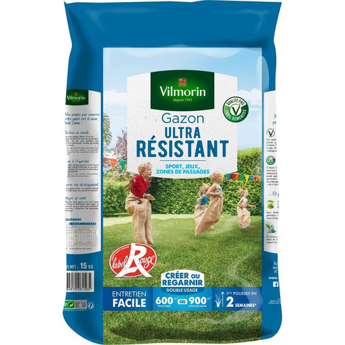 Visuel 1 du produit Gazon Sport Jeux & Zones de passages Ultra Résistant Label Rouge Vilmorin - Sac de 15 kg