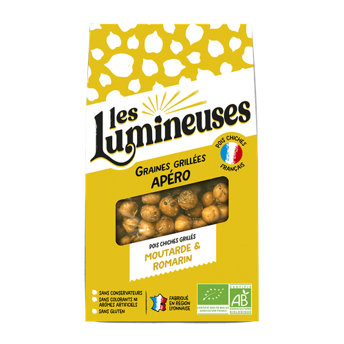 Visuel 1 du produit Pois chiches grillés bio apéro moutarde et romarin Les Lumineuses - 90 g