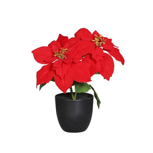 Visuel 1 du produit Poinsettia artificiel en pot rouge - 32 cm