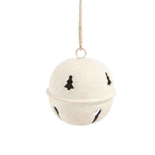 Visuel 1 du produit Suspension grelot ajouré sapin en métal blanc - 6 x 6 x 6,5 cm
