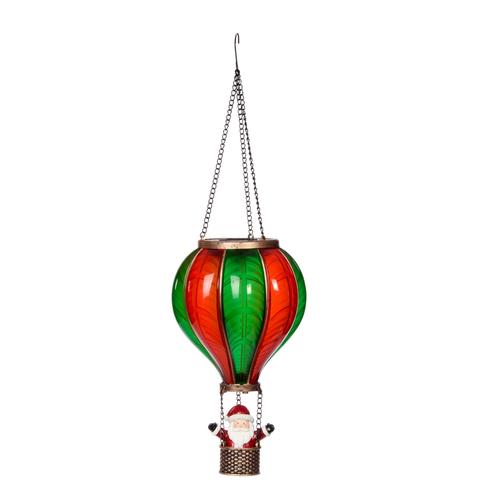 Visuel 1 du produit Ballon enflammé Père Noël coloris vert et rouge LED intérieur extérieur - Ø 14 x H 45 cm