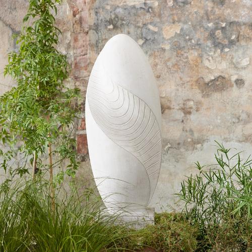 Visuel 3 du produit Statue ovale en fibre argile coloris blanc cassé Decoris - 30,5 x 30,5 x 79 cm