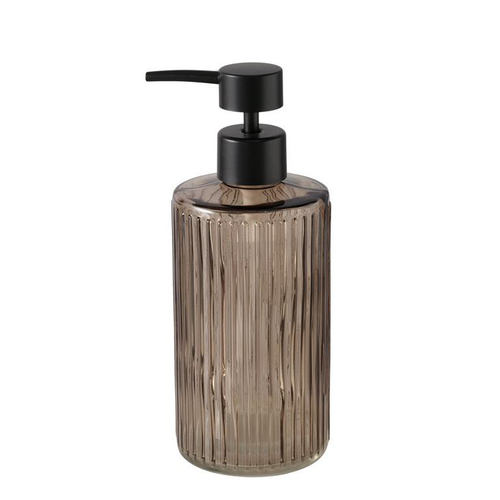 Visuel 4 du produit Distributeur à savon en verre beige et pompe noire Bruka - 8 x 8 x H 20 cm