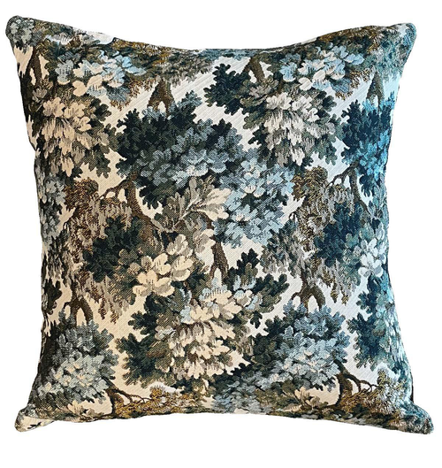 Visuel 1 du produit Coussin imprimé floral vert émeraude en PE/coton Aubusson - 45 x 45 cm