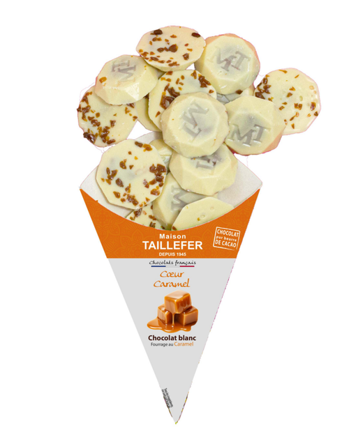 Visuel 1 du produit Chocolats blancs caramel au beurre salé Maison Taillefer - dans un cornet de 130 g