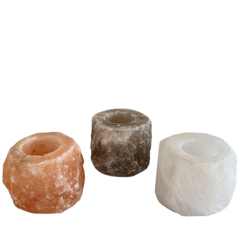 Visuel 1 du produit Trio porte-bougie naturel au sel de l'himalaya coloris orange