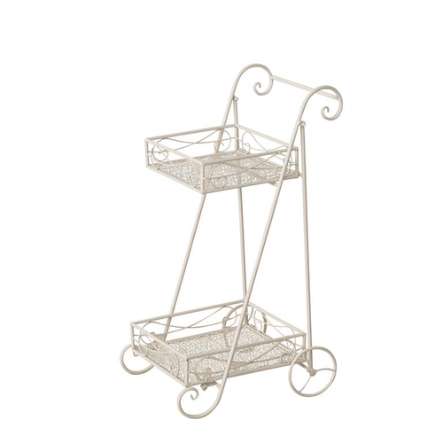 Visuel 1 du produit Étagère chariot à 2 étages blanche en fer enduit de poudre Marisa - 43 x 36,9 x 76,2 cm