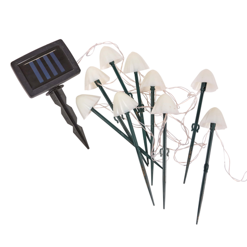 Visuel 1 du produit Lot de 10 balises solaires champignons coloris blanc en plastique - 200 x 66 cm