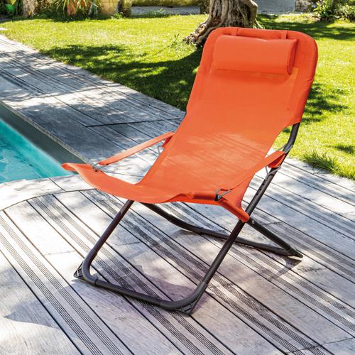 Visuel 2 du produit Fauteuil relax orange 127 x 61 x 28,5 cm
