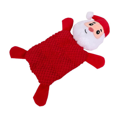 Visuel 1 du produit Peluche plate Père Noël pour chien avec sifflet coloris rouge Wouapy – 19,5 x 6,5 x 30 cm