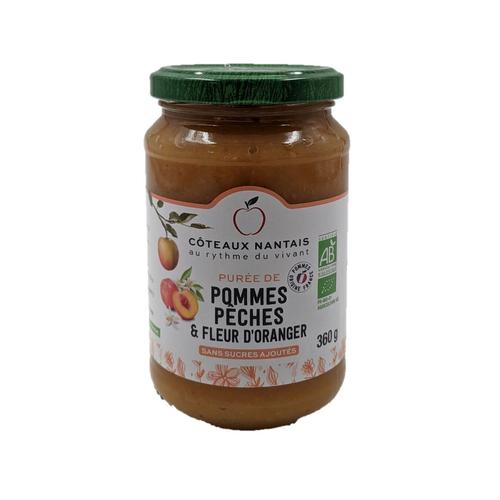 Visuel 1 du produit Purée bio de pommes pêches fleur d’oranger Coteaux Nantais - 360 g