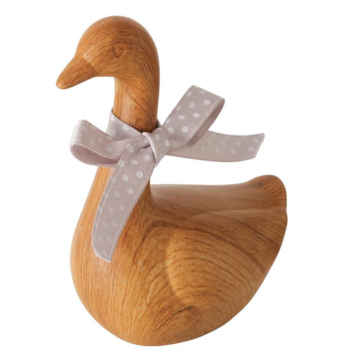 Visuel 1 du produit Figurine oie en poterie marron et polyester Wilhelmy petit modèle - 8 x 5 x 10,5 cm