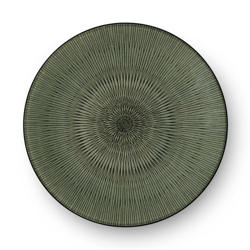 Visuel 1 du produit Assiette plate en grès Hypnose coloris vert et noir - Ø 27 cm