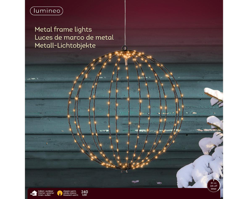 Visuel 2 du produit Boule lumineuse noire à 240 micro-LED blanc orangé pour extérieur - Ø 38 cm