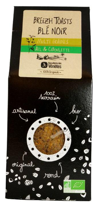 Visuel 1 du produit Toasts blé noir ail ciboulette bio Biscuiterie Venetes - 125 g