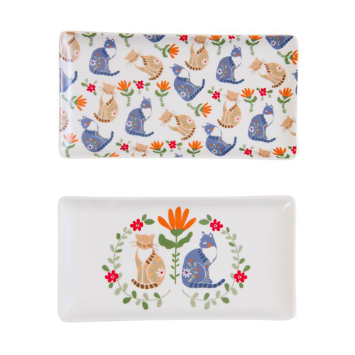 Visuel 1 du produit Plat rectangulaire à motif chat en céramique Loris - 37 x 14 x 1,8 cm