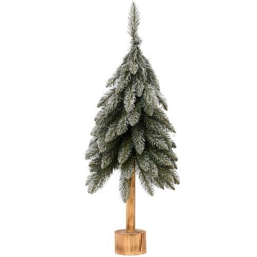 Visuel 1 du produit Mini-arbre européen coloris vert enneigé en PVC et bois certifié FSC® - H 95 x Ø 40 cm