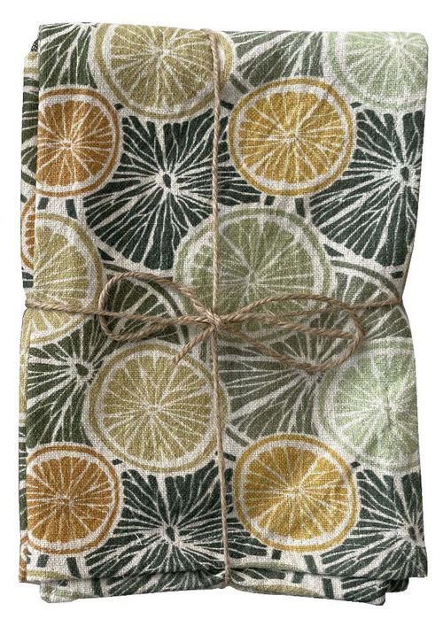 Visuel 1 du produit Lot de 2 torchons en coton kaki motif agrumes Celestin - 70 x 50 cm