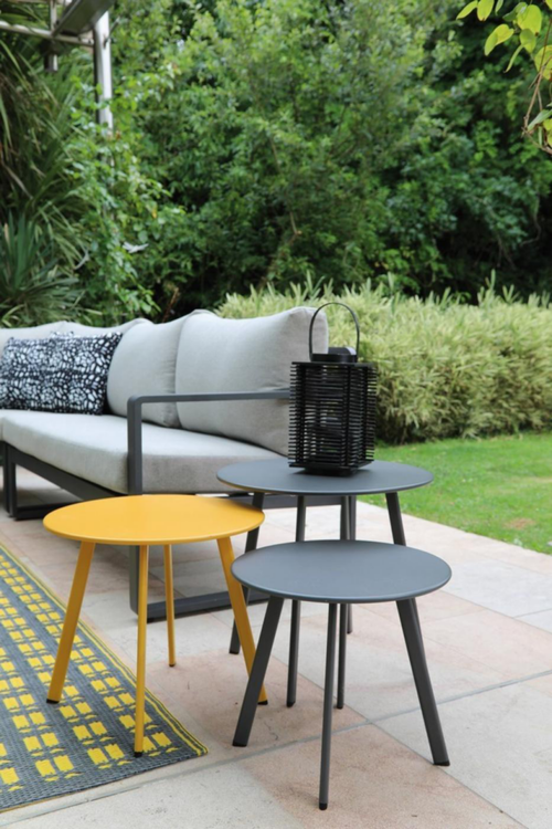 Visuel 4 du produit Table d'appoint ronde en acier époxy blanc - PROLOISIRS Massai - Ø50 cm