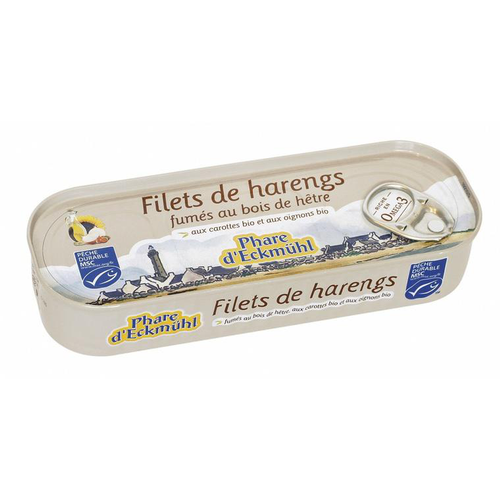 Visuel 1 du produit Filets de harengs fumés à l'huile de tournesol bio Phare d’Eckmühl - 150 g