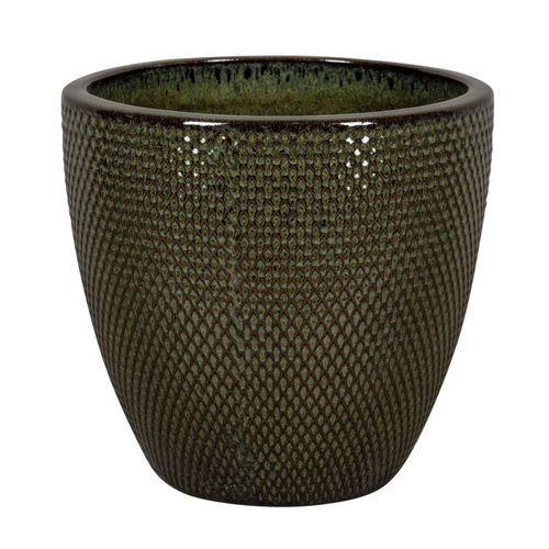 Visuel 1 du produit Pot rond en grès émaillé vert Passion for Pottery Busan - Ø 38 x H 33 cm