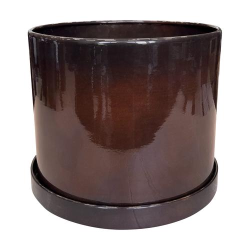 Visuel 2 du produit Pot cylindrique en métal recyclé coloris brun flambé Upcycle Cylindre - Ø 31 x H 27 cm