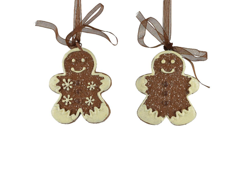 Visuel 1 du produit Bonhomme en pain d’épice marron en polyrésine à suspendre - 0,5 x 6 x 7,3 cm