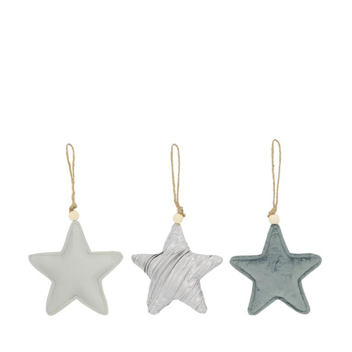 Visuel 1 du produit Décoration à suspendre forme étoile en tissu gris - 15 x 4 x 15 cm