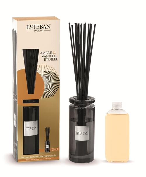 Visuel 2 du produit Bouquet parfumé Initial Ambre et vanille avec recharge Estéban - 100 ml