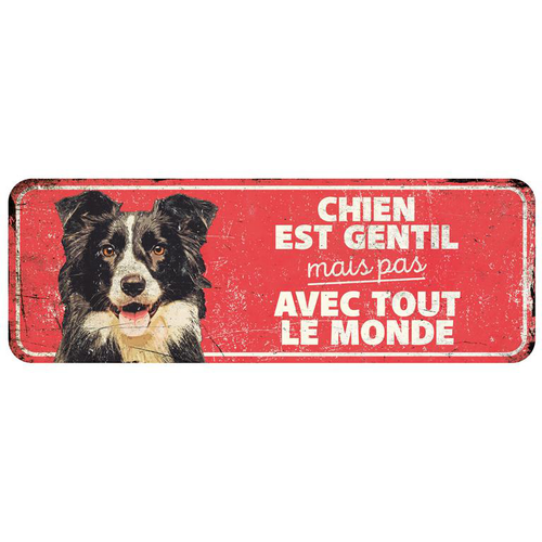 Visuel 1 du produit Panneau d'avertissement chien coloris rouge en métal galvanisé D&D Home - 40 x 13 x 0,3 cm