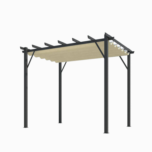 Visuel 1 du produit Pergola avec toile d'ombrage coloris beige en aluminium - 4 x 3 m