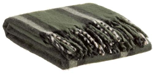 Visuel 1 du produit Plaid en polyester recyclé vert sapin rayé Isabel - 160 x 130 cm