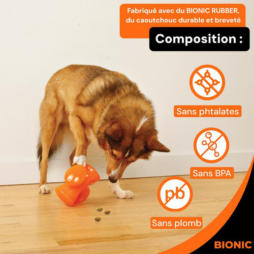 Visuel 4 du produit Jouet pour chien en caoutchouc coloris orange croix Bionic Stuffer