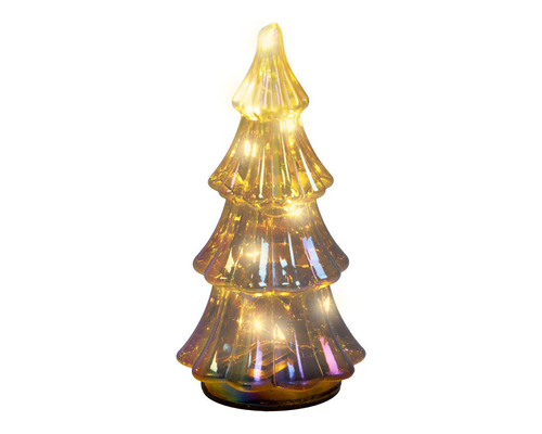 Visuel 1 du produit Sapin en verre marron à micro LED blanc chaud effet flash  - Ø 9 x H 17,1 cm