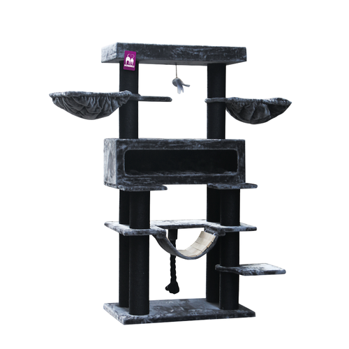 Visuel 2 du produit Arbre à chat coloris noir Petrebels Lookout 198 - 100 x 60 x 198 cm