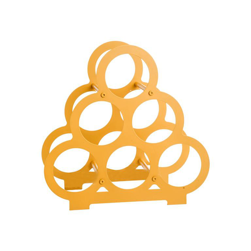 Visuel 1 du produit Porte-6 bouteilles forme pyramide en métal jaune - 38 x 18 x 37 cm