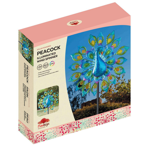 Visuel 4 du produit Eolienne solaire Paon coloris bleu en métal Smartgarden - 131 x 37,5 x 19,5 cm