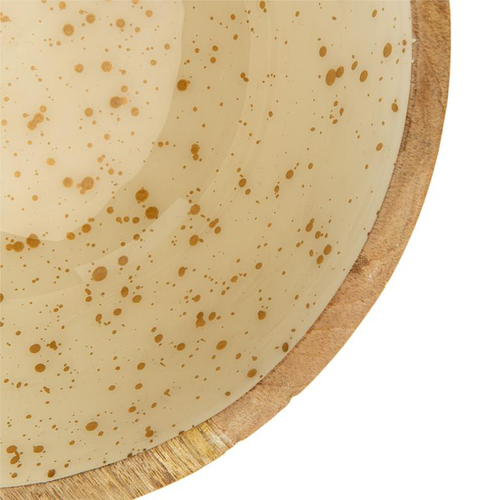 Visuel 2 du produit Saladier en bois de manguier décor moucheté crème et or - 24,5 x 24,5 x 10 cm