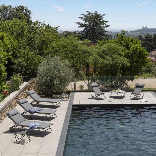 Visuel 5 du produit Bain de soleil Miami II Lafuma coloris gris en acier et titane et matelassé BeComfort® - 77 x 184 x 76 cm