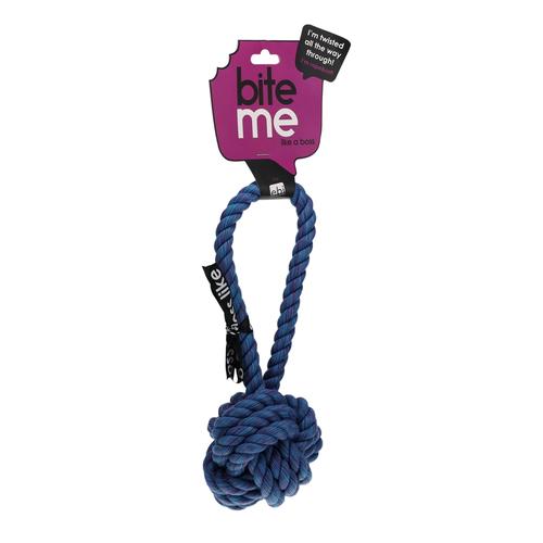 Visuel 2 du produit Jouet pour chien coloris bleu balle avec boucle EBI Are You Knots - 28 x 11 x 11 cm
