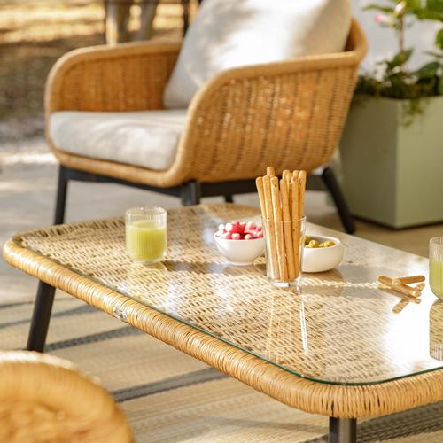 Visuel 5 du produit Salon de jardin en aluminium coloris marron Aralia - 4 éléments (canapé, table basse et deux fauteuils)