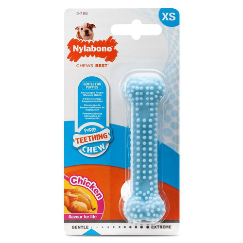 Visuel 1 du produit Os de dentition Nylabone pour chiot saveur poulet taille XS bleu
